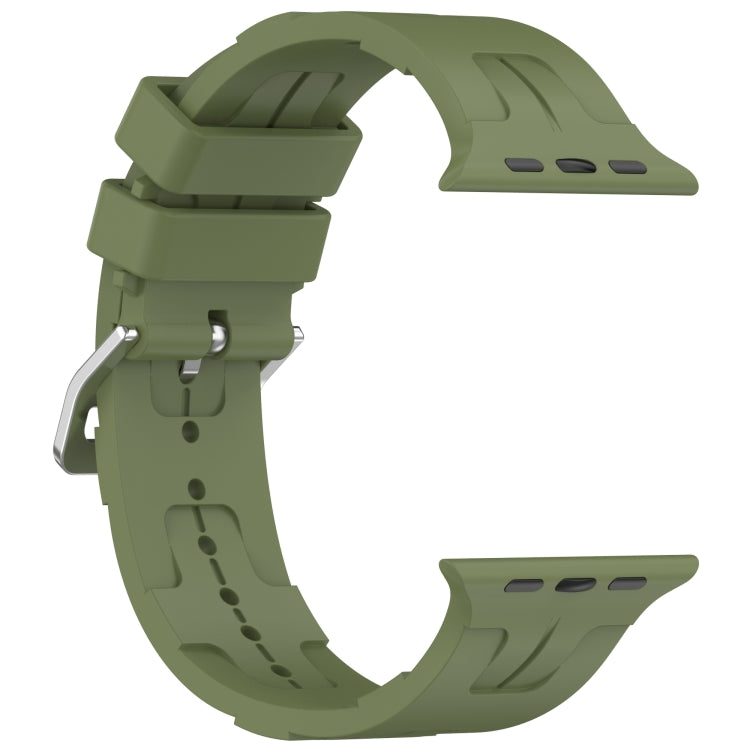 For Apple Watch Series 7 41mm H Texture Silicone Ladder Buckle Watch Band(Army Green) - Watch Bands by PMC TechLife | Online Shopping South Africa | PMC TechLife