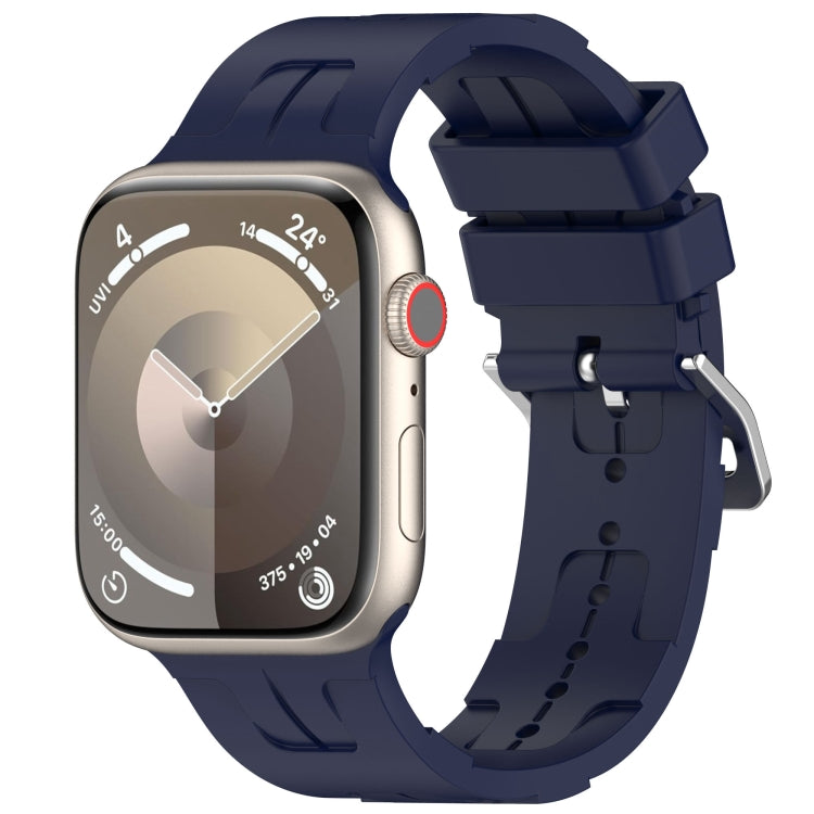 For Apple Watch Series 7 41mm H Texture Silicone Ladder Buckle Watch Band(Midnight) - Watch Bands by PMC TechLife | Online Shopping South Africa | PMC TechLife