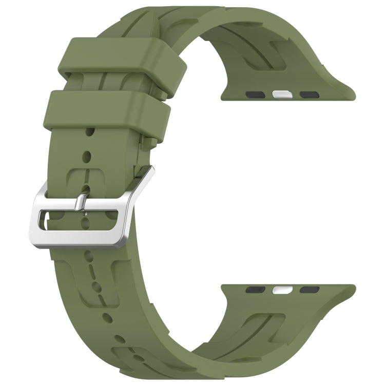 For Apple Watch SE 40mm H Texture Silicone Ladder Buckle Watch Band(Army Green) - Watch Bands by PMC TechLife | Online Shopping South Africa | PMC TechLife