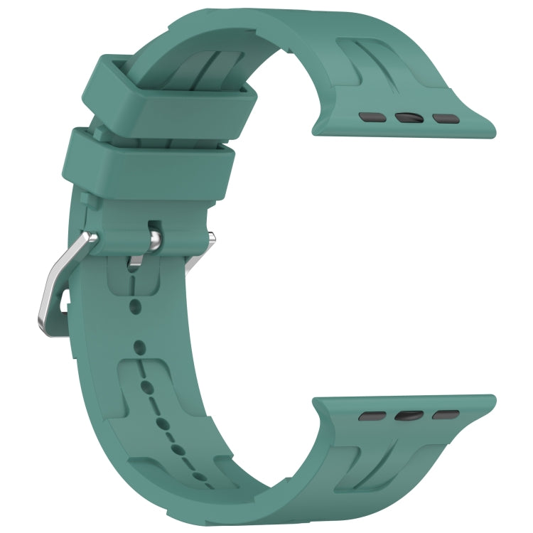 For Apple Watch SE 40mm H Texture Silicone Ladder Buckle Watch Band(Pine Green) - Watch Bands by PMC TechLife | Online Shopping South Africa | PMC TechLife