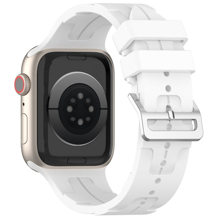 For Apple Watch SE 44mm H Texture Silicone Ladder Buckle Watch Band(White) - Watch Bands by PMC TechLife | Online Shopping South Africa | PMC TechLife