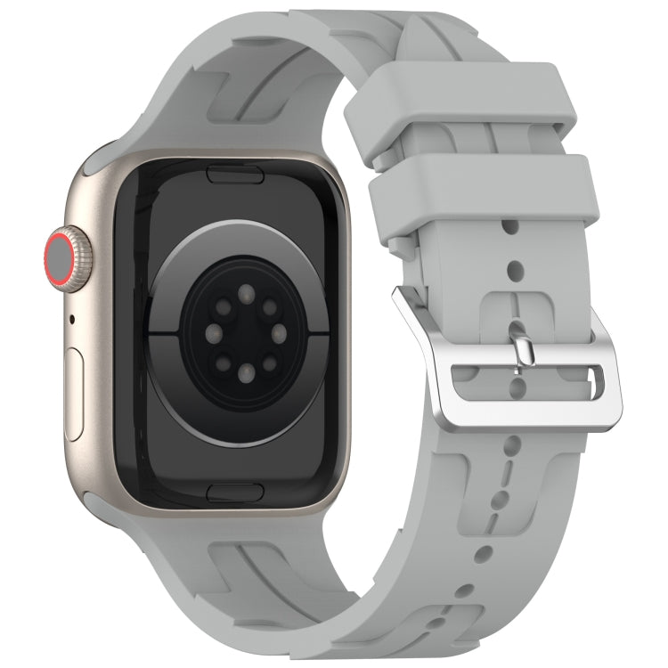 For Apple Watch SE 44mm H Texture Silicone Ladder Buckle Watch Band(Grey) - Watch Bands by PMC TechLife | Online Shopping South Africa | PMC TechLife
