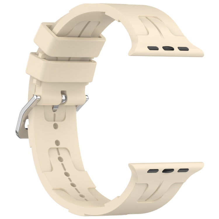 For Apple Watch Series 5 40mm H Texture Silicone Ladder Buckle Watch Band(Khaki) - Watch Bands by PMC TechLife | Online Shopping South Africa | PMC TechLife