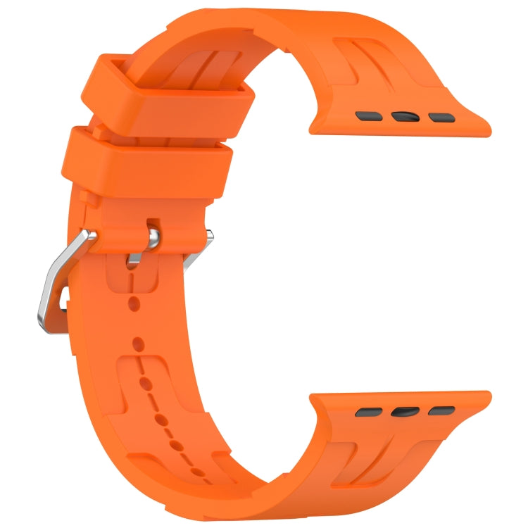 For Apple Watch Series 4 44mm H Texture Silicone Ladder Buckle Watch Band(Orange) - Watch Bands by PMC TechLife | Online Shopping South Africa | PMC TechLife