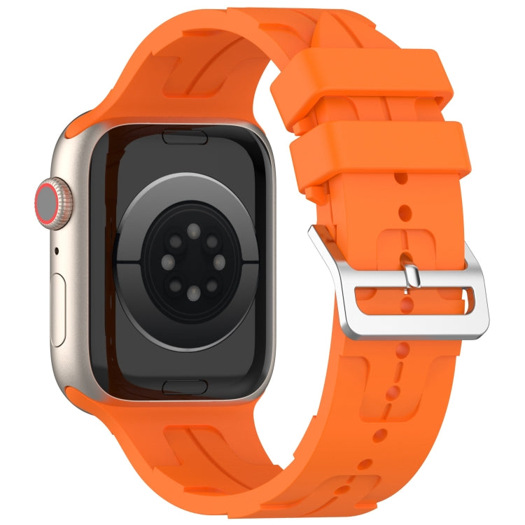 For Apple Watch Series 4 44mm H Texture Silicone Ladder Buckle Watch Band(Orange) - Watch Bands by PMC TechLife | Online Shopping South Africa | PMC TechLife