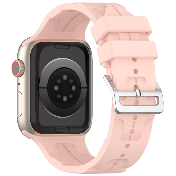 For Apple Watch Series 4 44mm H Texture Silicone Ladder Buckle Watch Band(Retro Rose) - Watch Bands by PMC TechLife | Online Shopping South Africa | PMC TechLife
