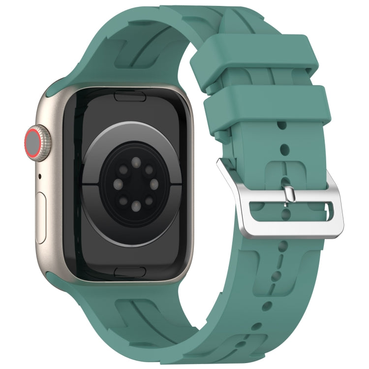 For Apple Watch Series 4 44mm H Texture Silicone Ladder Buckle Watch Band(Pine Green) - Watch Bands by PMC TechLife | Online Shopping South Africa | PMC TechLife