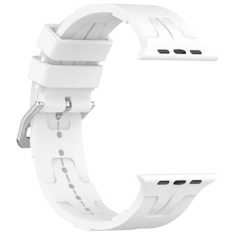 For Apple Watch Series 3 42mm H Texture Silicone Ladder Buckle Watch Band(White) - Watch Bands by PMC TechLife | Online Shopping South Africa | PMC TechLife