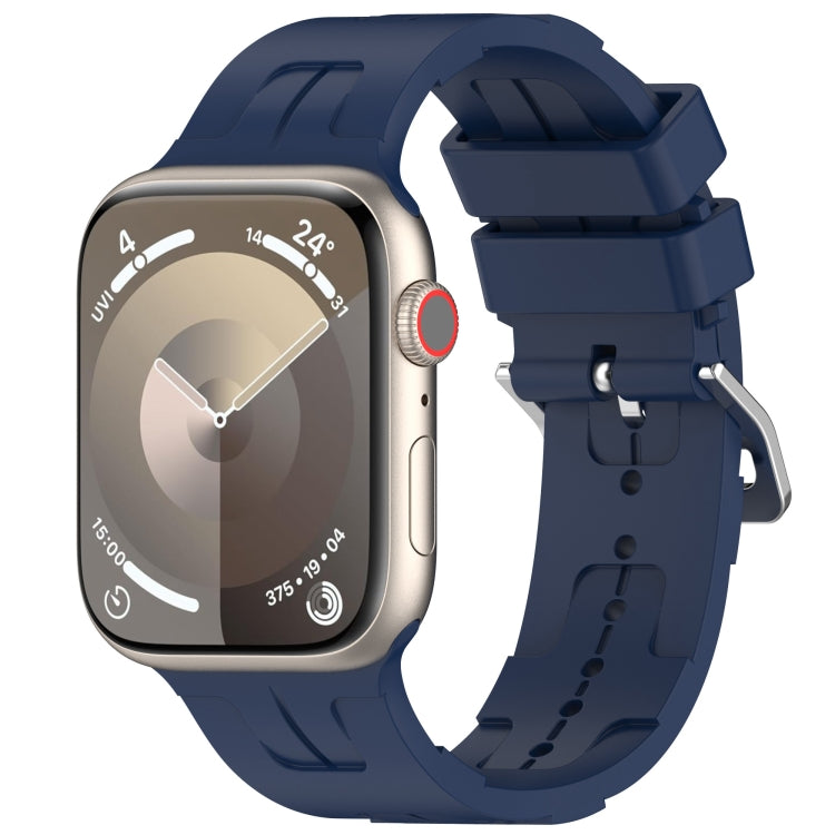 For Apple Watch Series 2 42mm H Texture Silicone Ladder Buckle Watch Band(Midnight Blue) - Watch Bands by PMC TechLife | Online Shopping South Africa | PMC TechLife