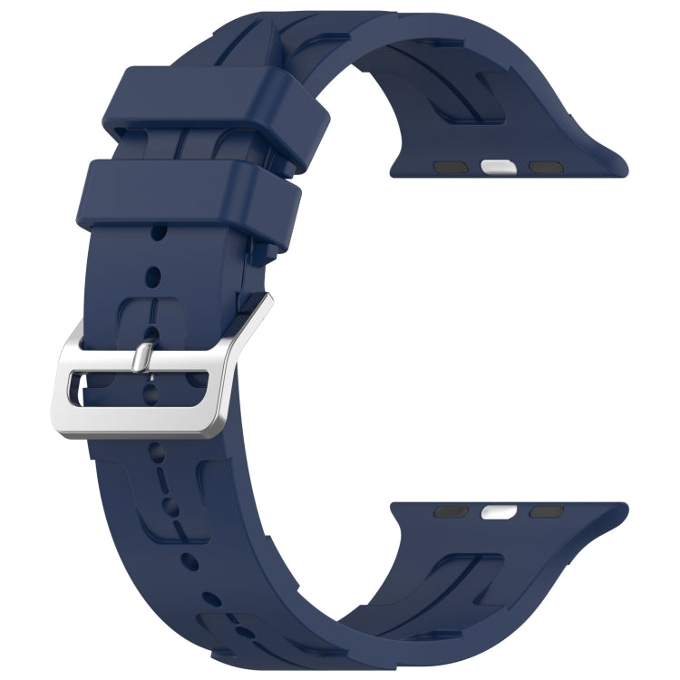 For Apple Watch Series 2 42mm H Texture Silicone Ladder Buckle Watch Band(Midnight Blue) - Watch Bands by PMC TechLife | Online Shopping South Africa | PMC TechLife