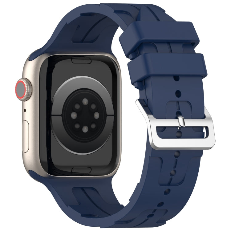For Apple Watch Series 2 42mm H Texture Silicone Ladder Buckle Watch Band(Midnight Blue) - Watch Bands by PMC TechLife | Online Shopping South Africa | PMC TechLife