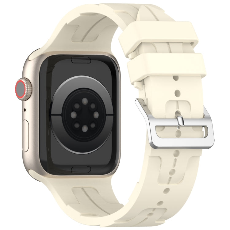 For Apple Watch Series 2 42mm H Texture Silicone Ladder Buckle Watch Band(Starlight) - Watch Bands by PMC TechLife | Online Shopping South Africa | PMC TechLife