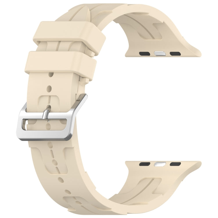 For Apple Watch Series 2 38mm H Texture Silicone Ladder Buckle Watch Band(Khaki) - Watch Bands by PMC TechLife | Online Shopping South Africa | PMC TechLife