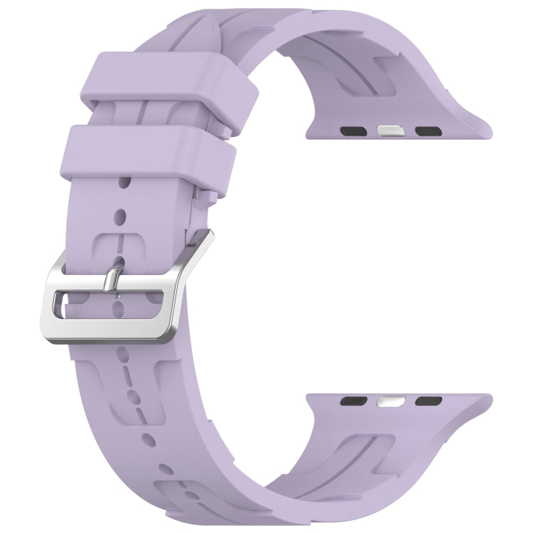For Apple Watch Series 2 38mm H Texture Silicone Ladder Buckle Watch Band(Purple) - Watch Bands by PMC TechLife | Online Shopping South Africa | PMC TechLife