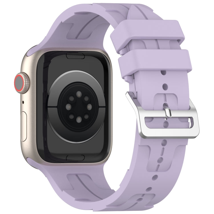 For Apple Watch Series 2 38mm H Texture Silicone Ladder Buckle Watch Band(Purple) - Watch Bands by PMC TechLife | Online Shopping South Africa | PMC TechLife