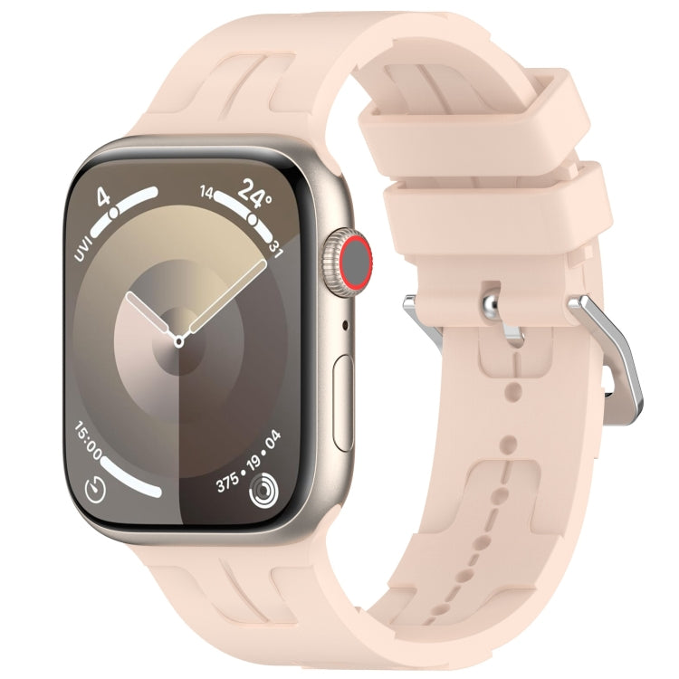 For Apple Watch 42mm H Texture Silicone Ladder Buckle Watch Band(Sand Pink) - Watch Bands by PMC TechLife | Online Shopping South Africa | PMC TechLife