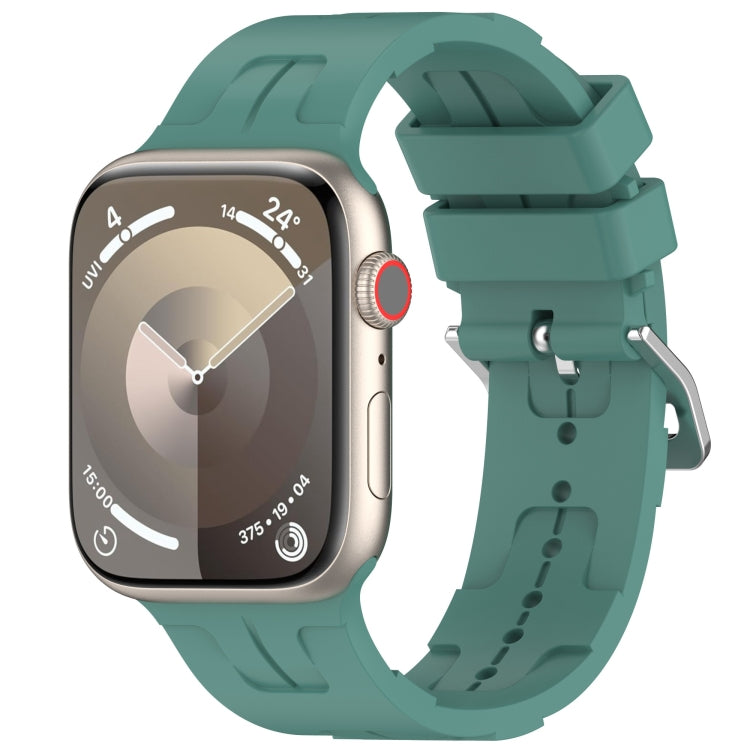 For Apple Watch 42mm H Texture Silicone Ladder Buckle Watch Band(Pine Green) - Watch Bands by PMC TechLife | Online Shopping South Africa | PMC TechLife