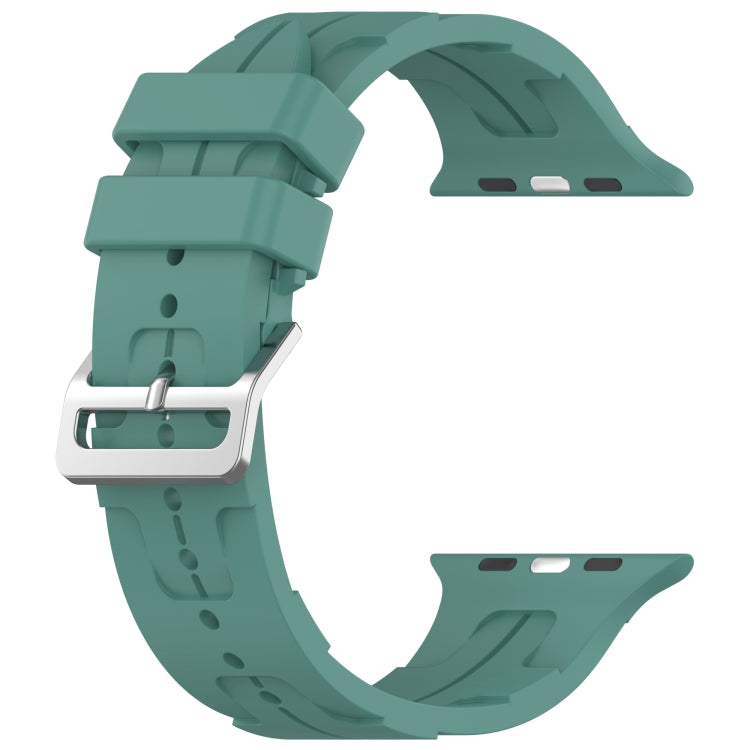 For Apple Watch 42mm H Texture Silicone Ladder Buckle Watch Band(Pine Green) - Watch Bands by PMC TechLife | Online Shopping South Africa | PMC TechLife