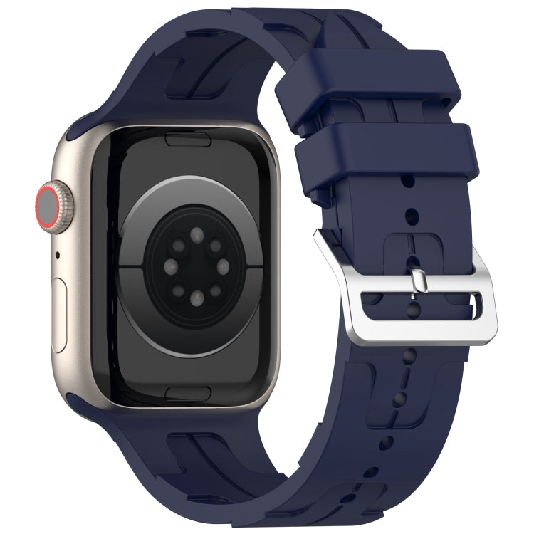 For Apple Watch 38mm H Texture Silicone Ladder Buckle Watch Band(Midnight) - Watch Bands by PMC TechLife | Online Shopping South Africa | PMC TechLife
