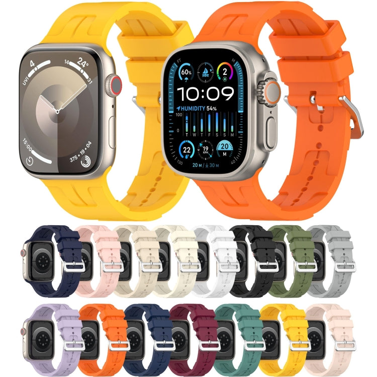 For Apple Watch 42mm H Texture Silicone Ladder Buckle Watch Band(Sand Pink) - Watch Bands by PMC TechLife | Online Shopping South Africa | PMC TechLife