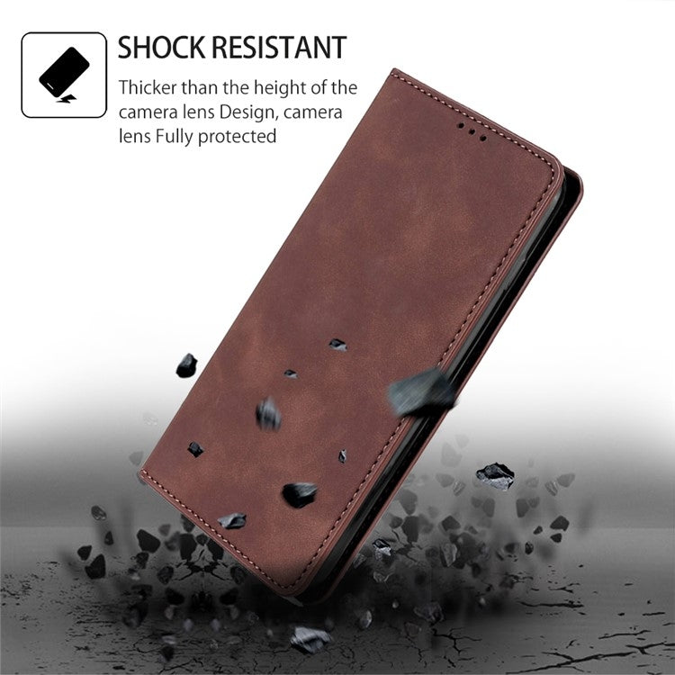 For Realme 12 5G Skin Feel Magnetic Leather Phone Case(Dark Brown) - Realme Cases by PMC TechLife | Online Shopping South Africa | PMC TechLife | Buy Now Pay Later Mobicred