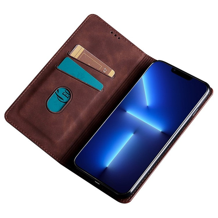 For Realme 12 5G Skin Feel Magnetic Leather Phone Case(Dark Brown) - Realme Cases by PMC TechLife | Online Shopping South Africa | PMC TechLife | Buy Now Pay Later Mobicred