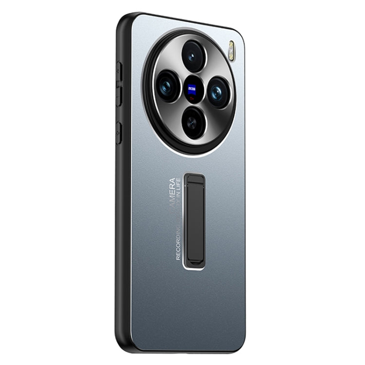 For vivo X100 Pro Frosted Metal Hybrid TPU Holder Phone Case(Blue) - vivo Cases by imak | Online Shopping South Africa | PMC Jewellery | Buy Now Pay Later Mobicred