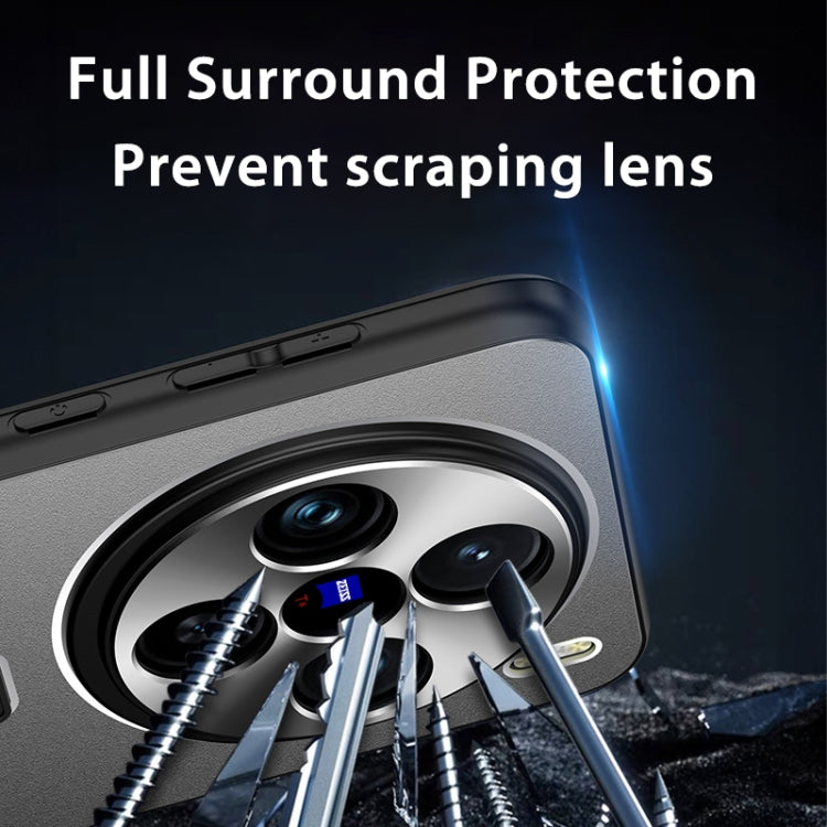 For vivo X100 Pro Frosted Metal Hybrid TPU Holder Phone Case(Black) - vivo Tempered Glass by imak | Online Shopping South Africa | PMC TechLife | Buy Now Pay Later Mobicred