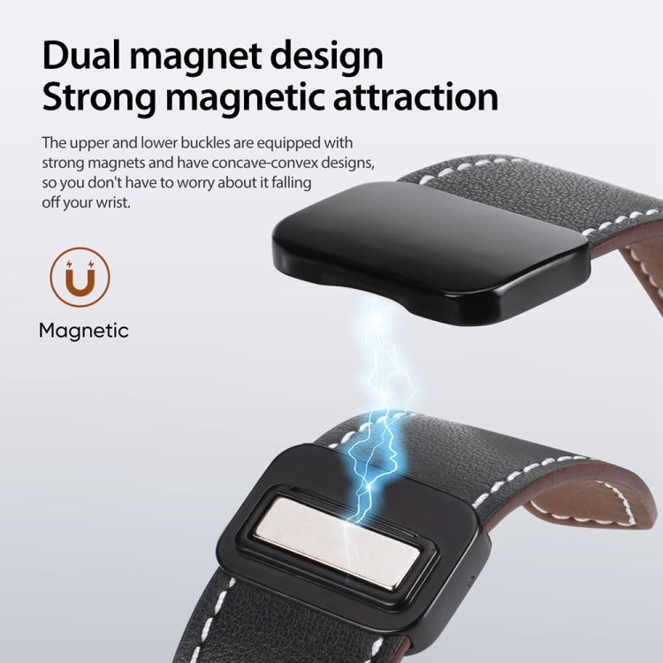 For Apple Watch Series 9 45mm DUX DUCIS YA Series Magnetic Buckle Genuine Leather Watch Band(Black) - free shipping - PMC Jewellery - Order now!