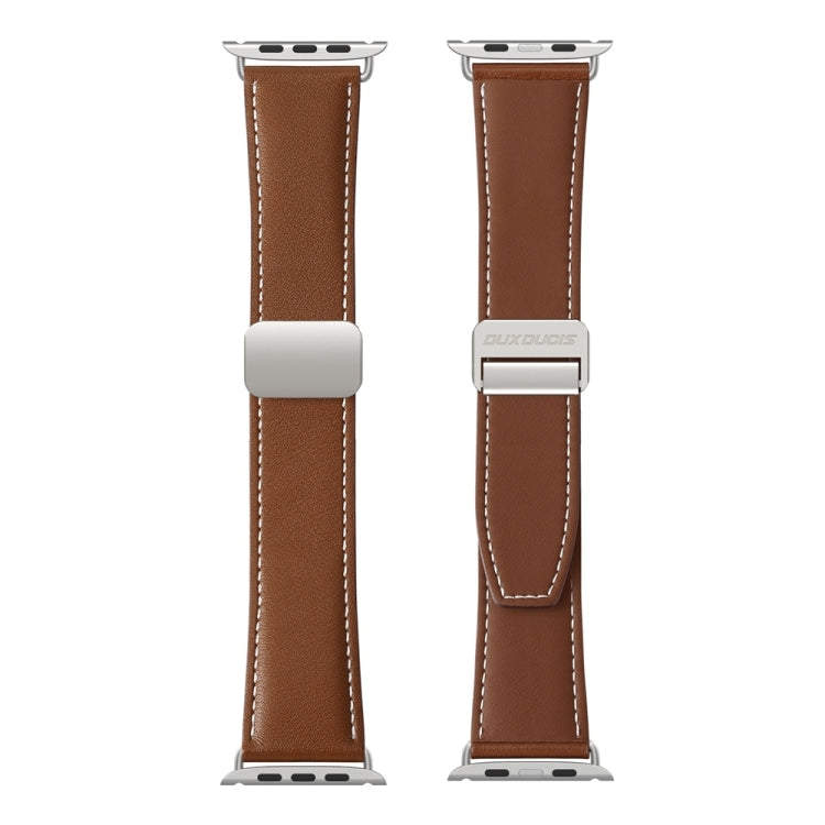 For Apple Watch Series 9 45mm DUX DUCIS YA Series Magnetic Buckle Genuine Leather Watch Band(Brown) - free shipping - PMC Jewellery - Order now!