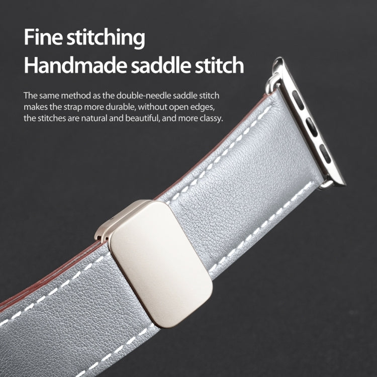 For Apple Watch Series 9 45mm DUX DUCIS YA Series Magnetic Buckle Genuine Leather Watch Band(Grey) - free shipping - PMC Jewellery - Order now!
