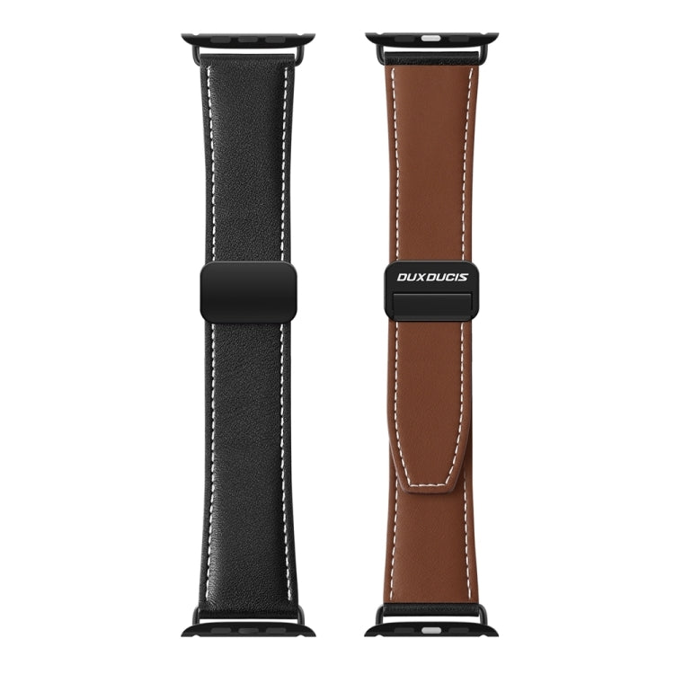 For Apple Watch Series 9 41mm DUX DUCIS YA Series Magnetic Buckle Genuine Leather Watch Band(Black) - free shipping - PMC Jewellery - Order now!