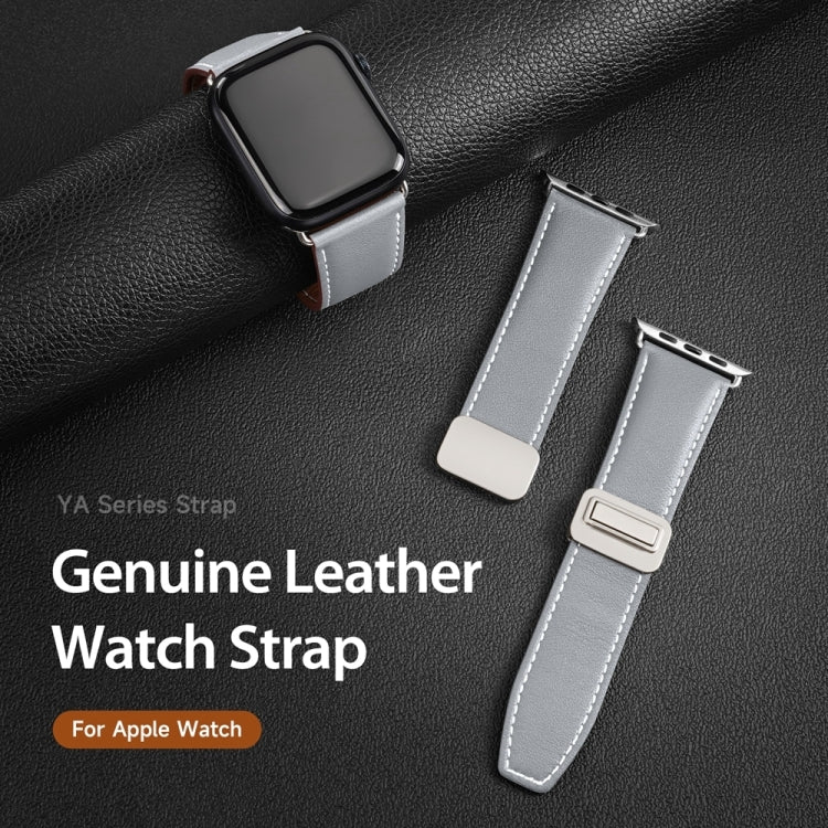 For Apple Watch Series 6 40mm DUX DUCIS YA Series Magnetic Buckle Genuine Leather Watch Band(Grey) - free shipping - PMC Jewellery - Order now!