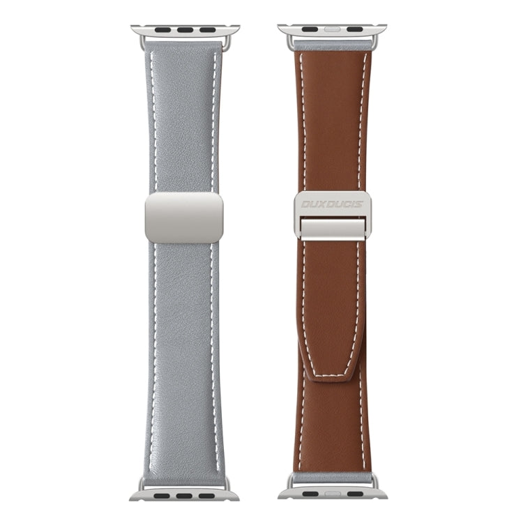For Apple Watch Series 4 44mm DUX DUCIS YA Series Magnetic Buckle Genuine Leather Watch Band(Grey) - free shipping - PMC Jewellery - Order now!