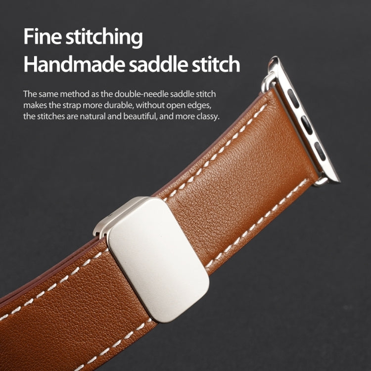 For Apple Watch Series 3 38mm DUX DUCIS YA Series Magnetic Buckle Genuine Leather Watch Band(Brown) - free shipping - PMC Jewellery - Order now!