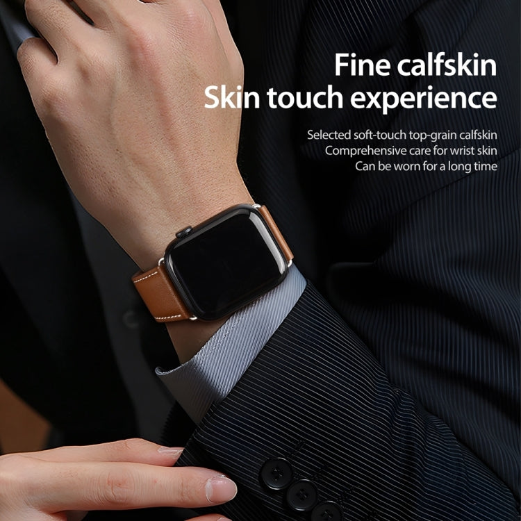 For Apple Watch Series 3 42mm DUX DUCIS YA Series Magnetic Buckle Genuine Leather Watch Band(Brown) - free shipping - PMC Jewellery - Order now!