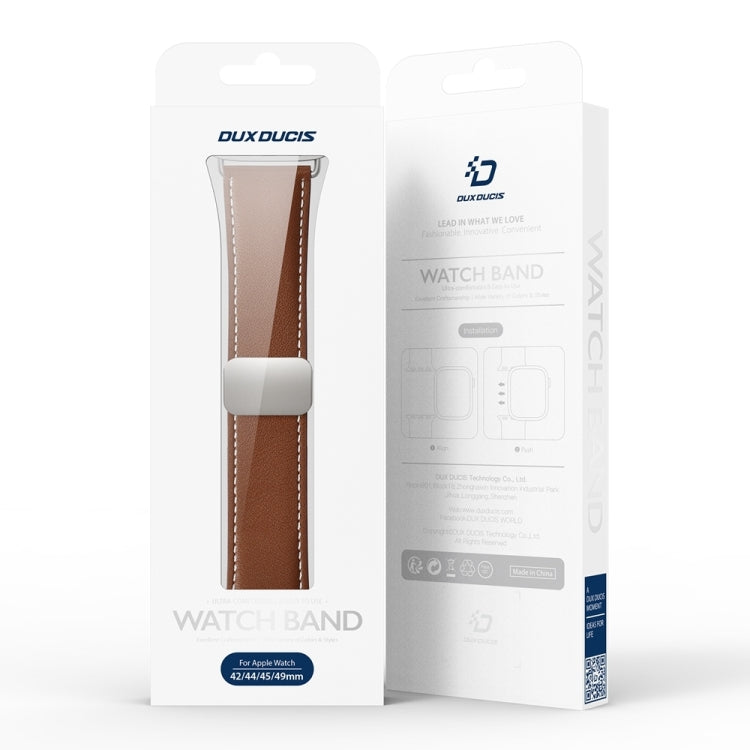 For Apple Watch 38mm DUX DUCIS YA Series Magnetic Buckle Genuine Leather Watch Band(Brown) - free shipping - PMC Jewellery - Order now!