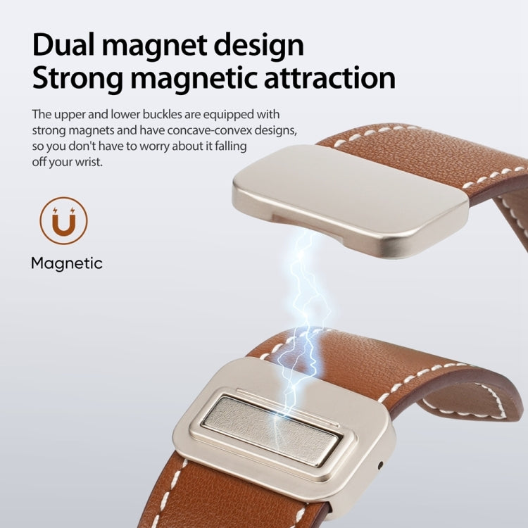 For Apple Watch 38mm DUX DUCIS YA Series Magnetic Buckle Genuine Leather Watch Band(Brown) - free shipping - PMC Jewellery - Order now!