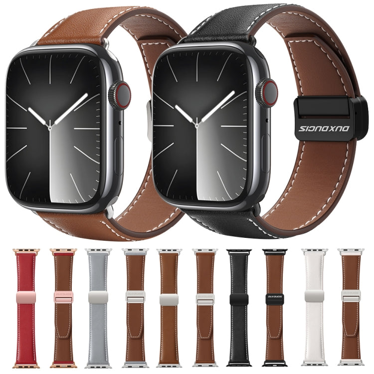 For Apple Watch Series 9 45mm DUX DUCIS YA Series Magnetic Buckle Genuine Leather Watch Band(Grey) - free shipping - PMC Jewellery - Order now!