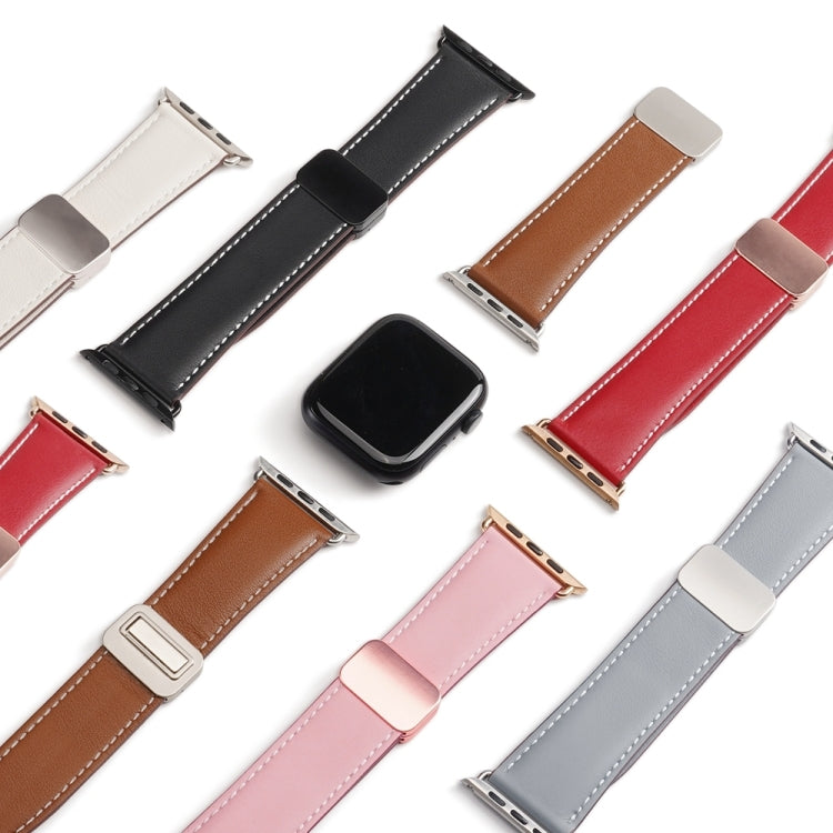 For Apple Watch SE 40mm DUX DUCIS YA Series Magnetic Buckle Genuine Leather Watch Band(Brown) - free shipping - PMC Jewellery - Order now!