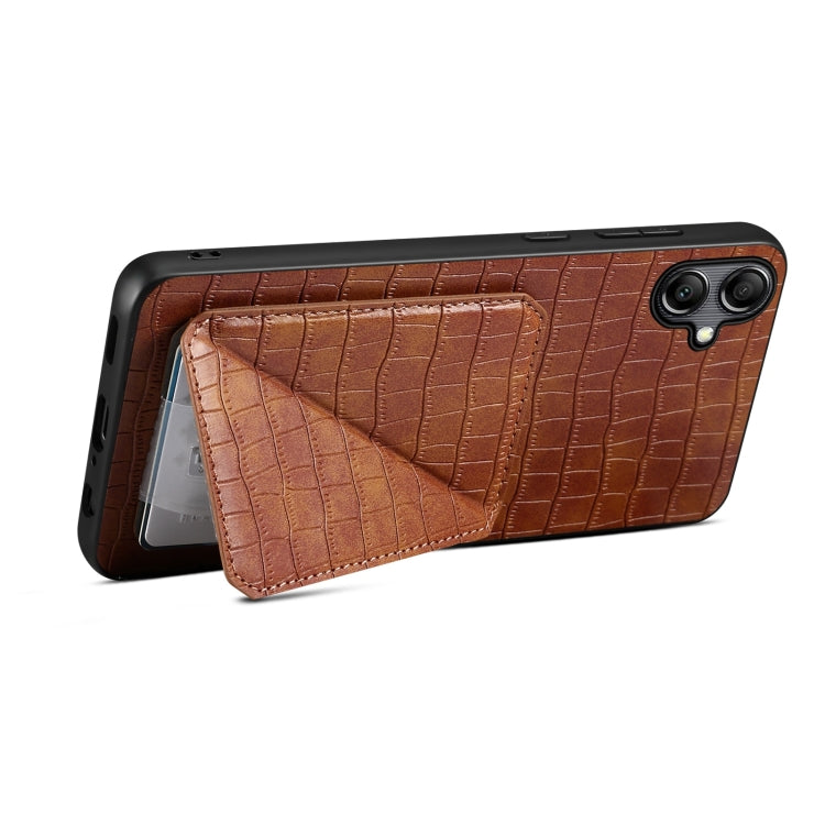 For Samsung Galaxy S24 Ultra 5G Denior Imitation Crocodile Leather Back Phone Case with Holder(Brown) - free shipping - PMC Jewellery - Order now!