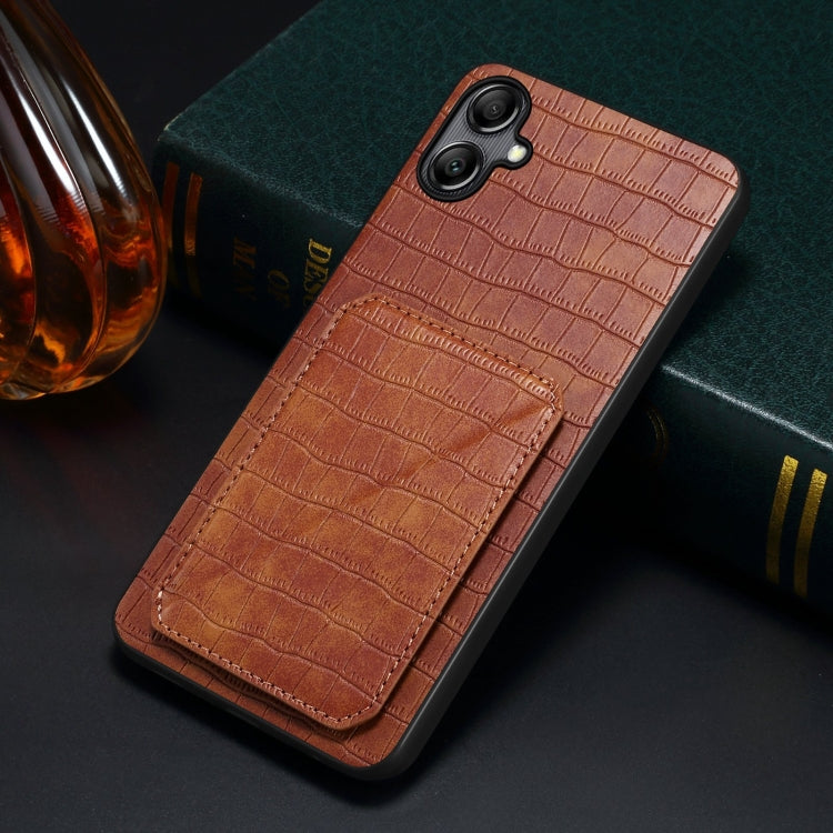 For Samsung Galaxy S24 Ultra 5G Denior Imitation Crocodile Leather Back Phone Case with Holder(Brown) - free shipping - PMC Jewellery - Order now!