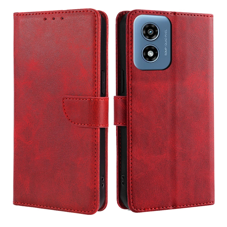 For Motorola Moto G Play 4G 2024 Calf Texture Buckle Flip Leather Phone Case(Red) - Motorola Cases by PMC Jewellery | Online Shopping South Africa | PMC Jewellery | Buy Now Pay Later Mobicred