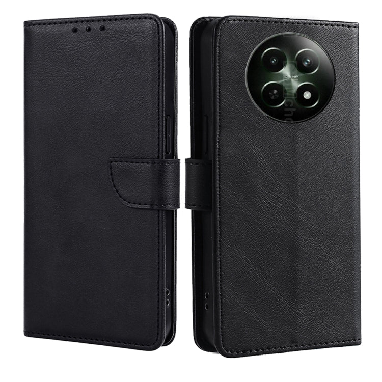 For Realme 12 5G Calf Texture Buckle Flip Leather Phone Case(Black) - Realme Cases by PMC TechLife | Online Shopping South Africa | PMC TechLife | Buy Now Pay Later Mobicred