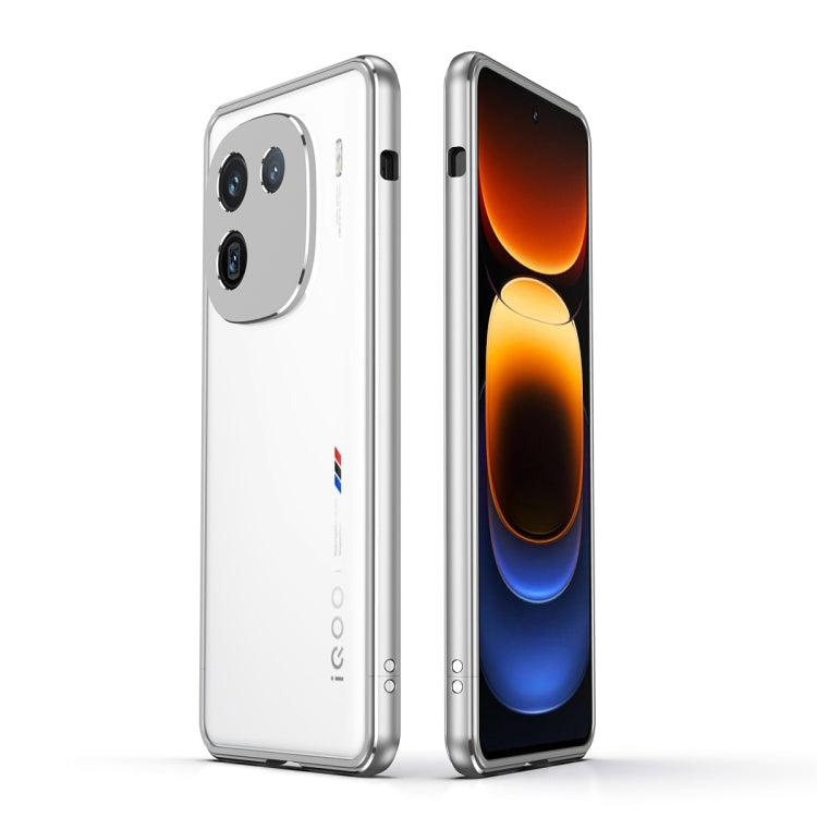 For vivo iQOO 12 Aurora Series Lens Protector + Metal Frame Phone Case(Silver) - iQOO 12 Cases by PMC TechLife | Online Shopping South Africa | PMC TechLife