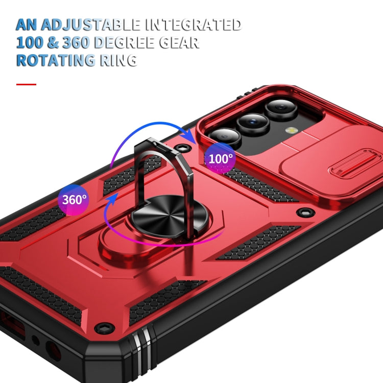 For Samsung Galaxy S24+ 5G Sliding Camshield TPU + PC Phone Case with Holder(Red+Black) - Galaxy S24+ 5G Cases by PMC TechLife | Online Shopping South Africa | PMC TechLife