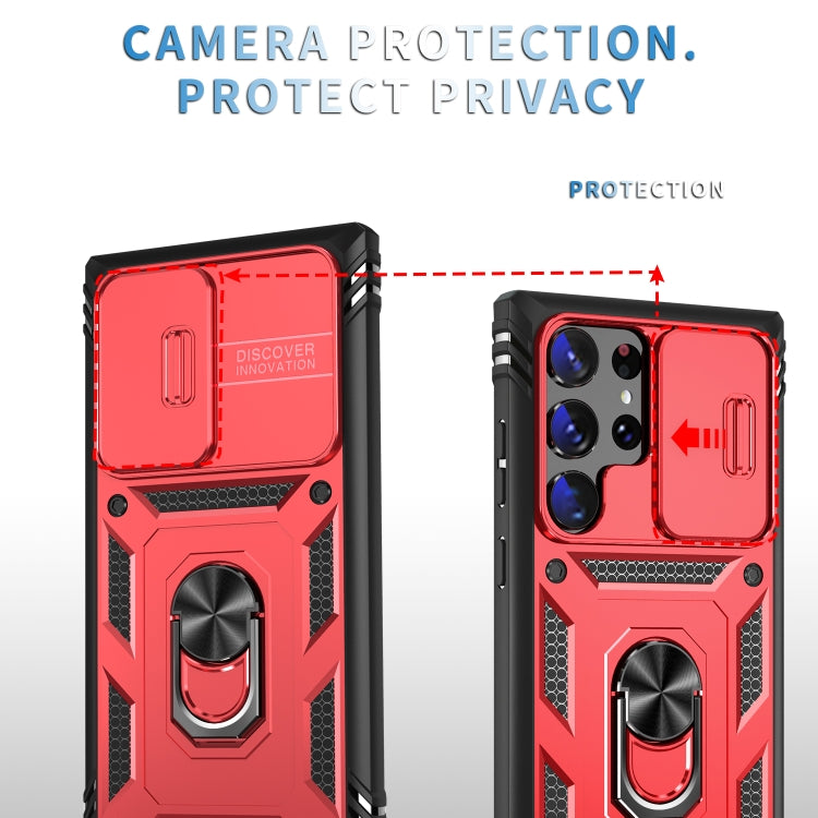 For Samsung Galaxy S24 Ultra 5G Sliding Camshield TPU + PC Phone Case with Holder(Red+Black) - Galaxy S24 Ultra 5G Cases by PMC TechLife | Online Shopping South Africa | PMC TechLife