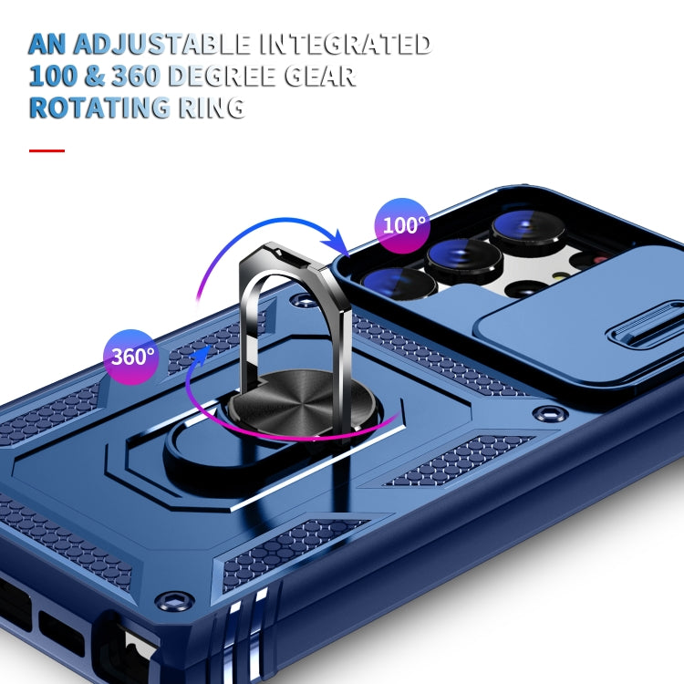 For Samsung Galaxy S24 Ultra 5G Sliding Camshield TPU + PC Phone Case with Holder(Navy Blue) - Galaxy S24 Ultra 5G Cases by PMC TechLife | Online Shopping South Africa | PMC TechLife