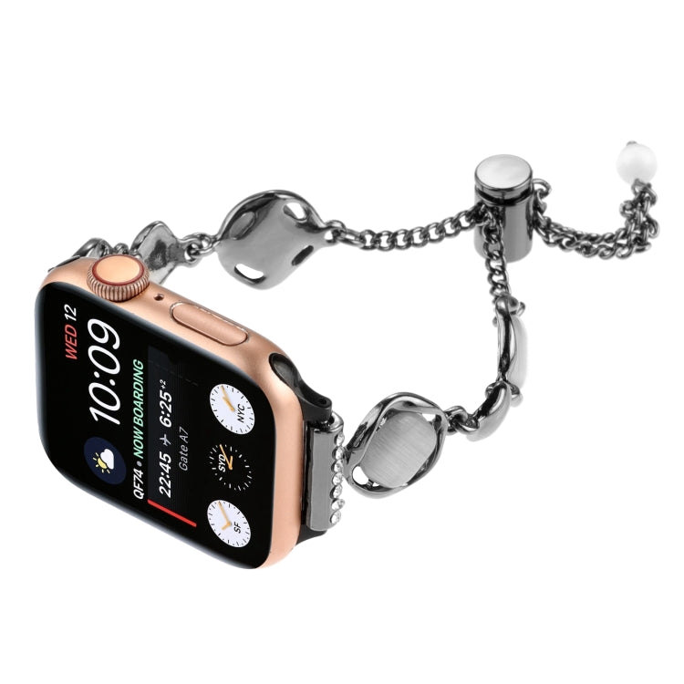 For Apple Watch SE 2023 44mm Shell Metal Chain Bracelet Watch Band(Black) - Watch Bands by PMC TechLife | Online Shopping South Africa | PMC TechLife