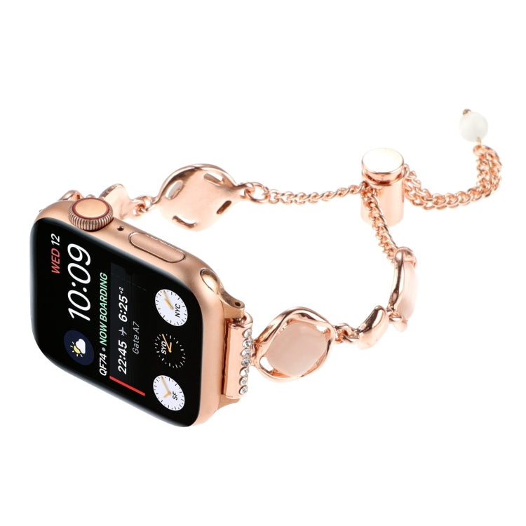For Apple Watch Series 9 41mm Shell Metal Chain Bracelet Watch Band(Rose Gold) - free shipping - PMC TechLife - Order now!